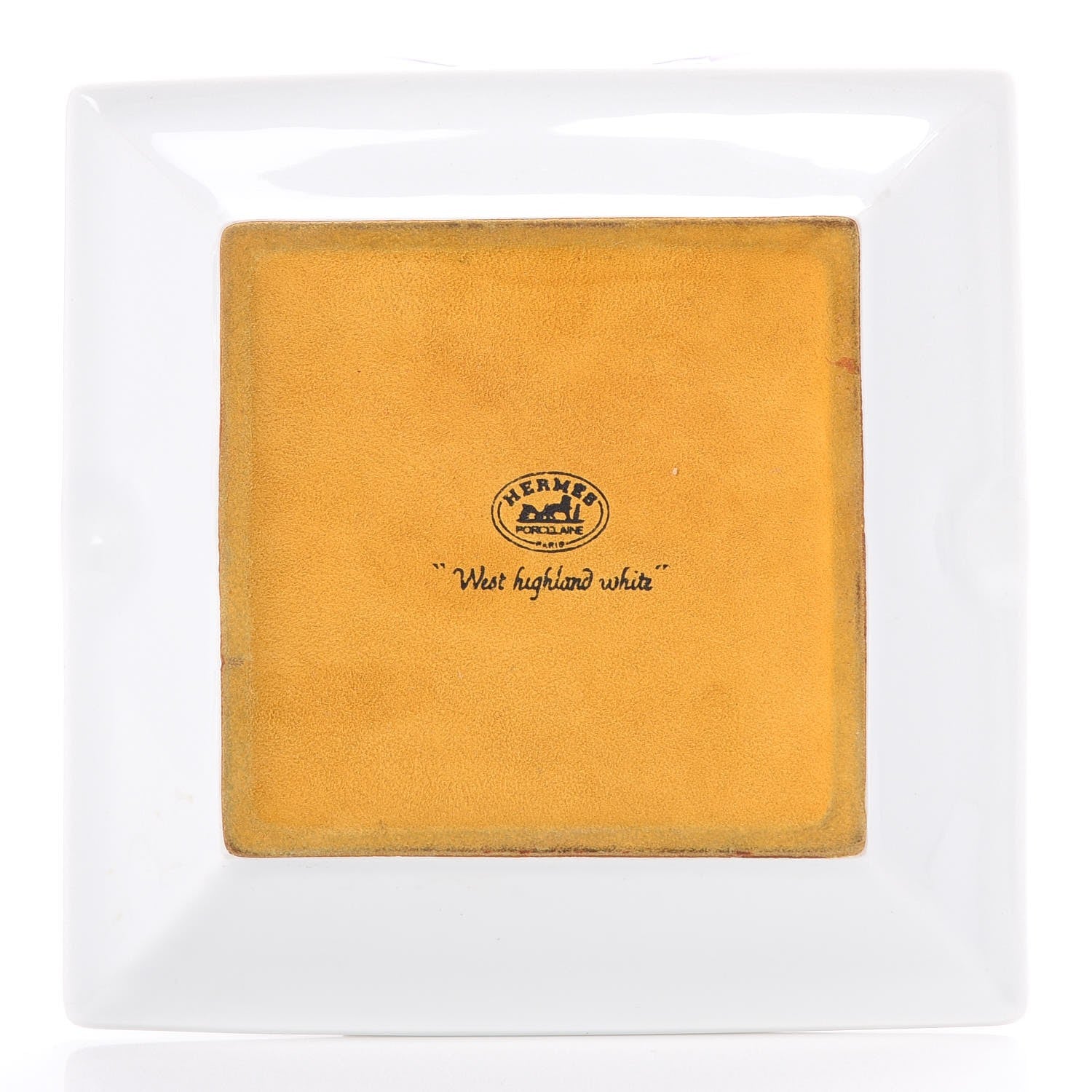 Hermes Porcelain Printed West Highland White Terrier Ashtray Yellow 3 of 6