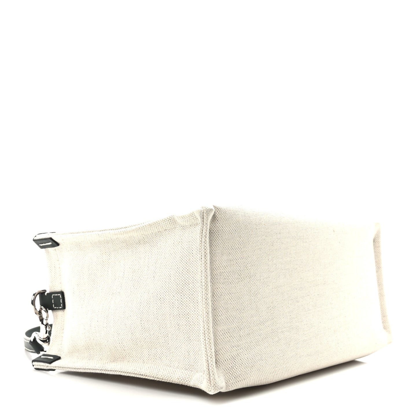 Canvas Calfskin Logo Print Medium Tote Bag Green