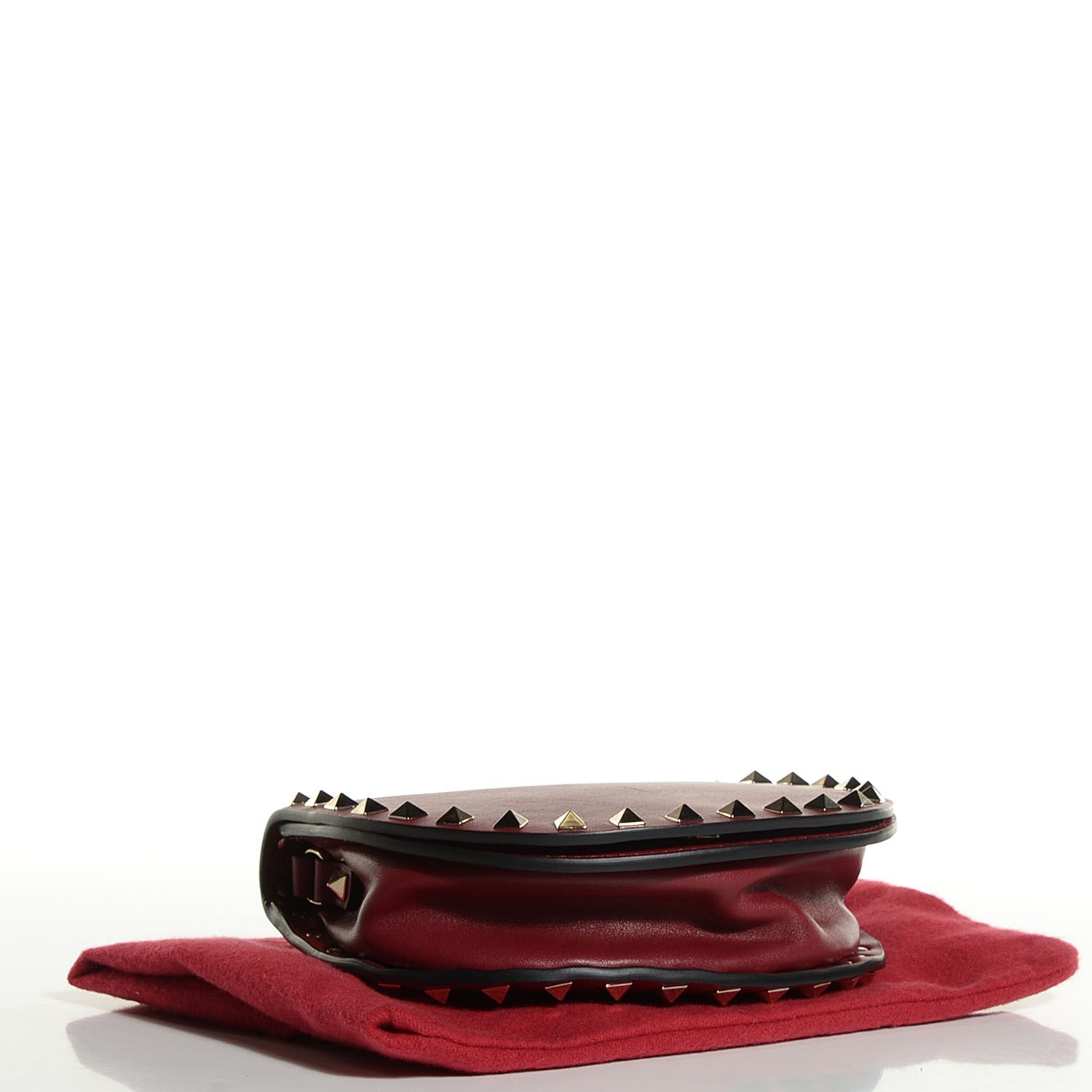 Valentino Garavani Vitello Rockstud Halfmoon Saddle Bag Maroon 4 of 8