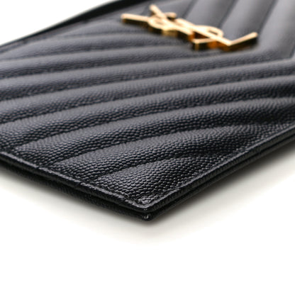 Saint Laurent Grain De Poudre Chevron Monogram Large Bill Pouch Black 8 of 10