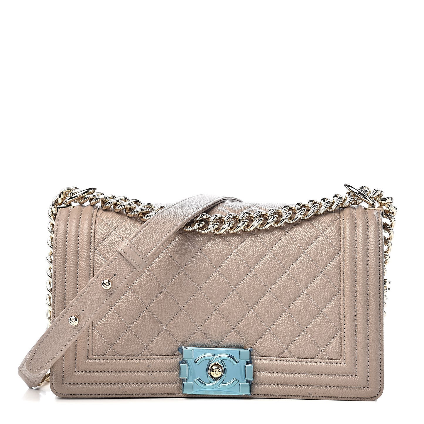 Caviar Quilted Medium Boy Flap Dark Beige