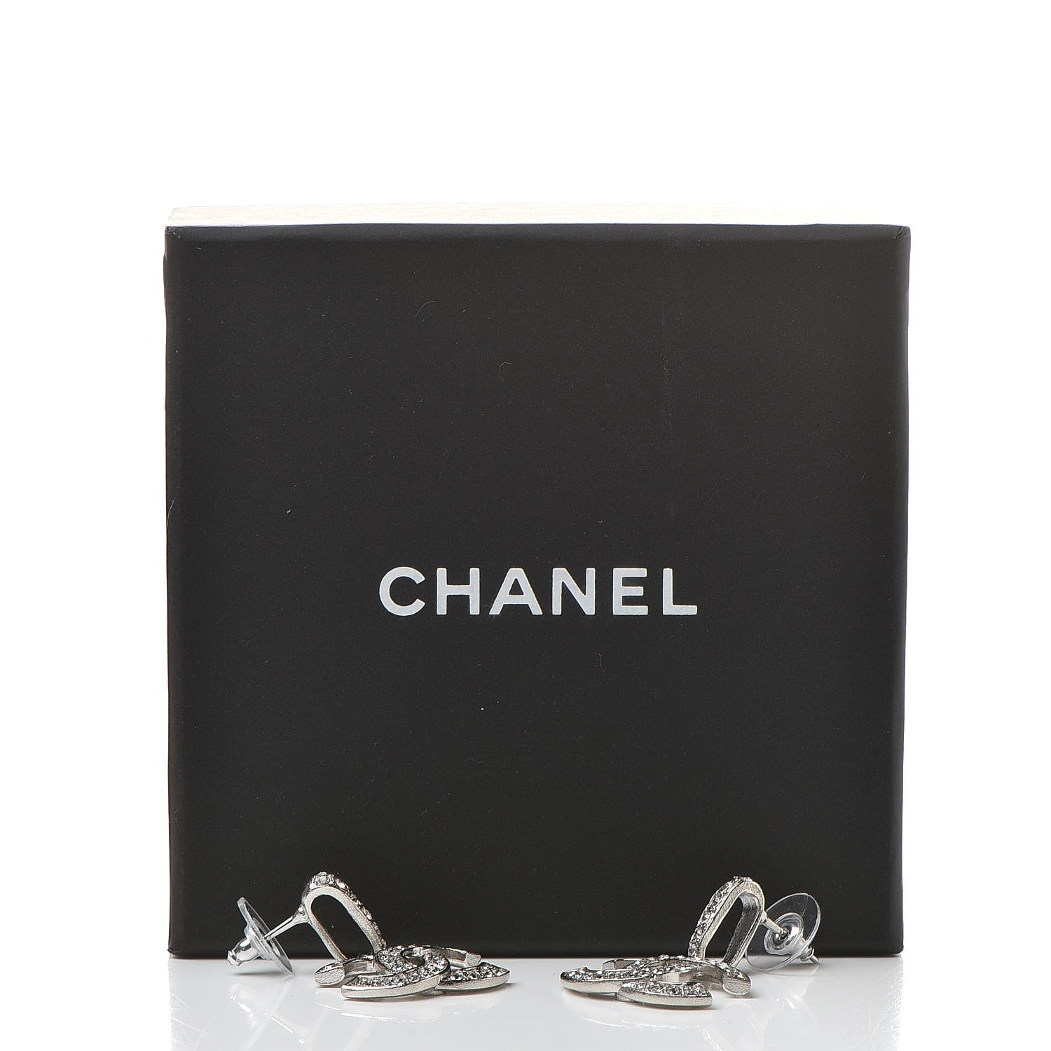 Chanel Crystal Palais Garnier CC Drop Earrings Silver 5 of 5