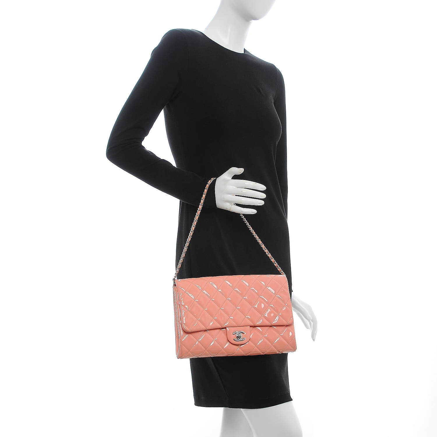 Chanel Patent Quilted Clutch With Chain Flap Light Pink 2 of 15