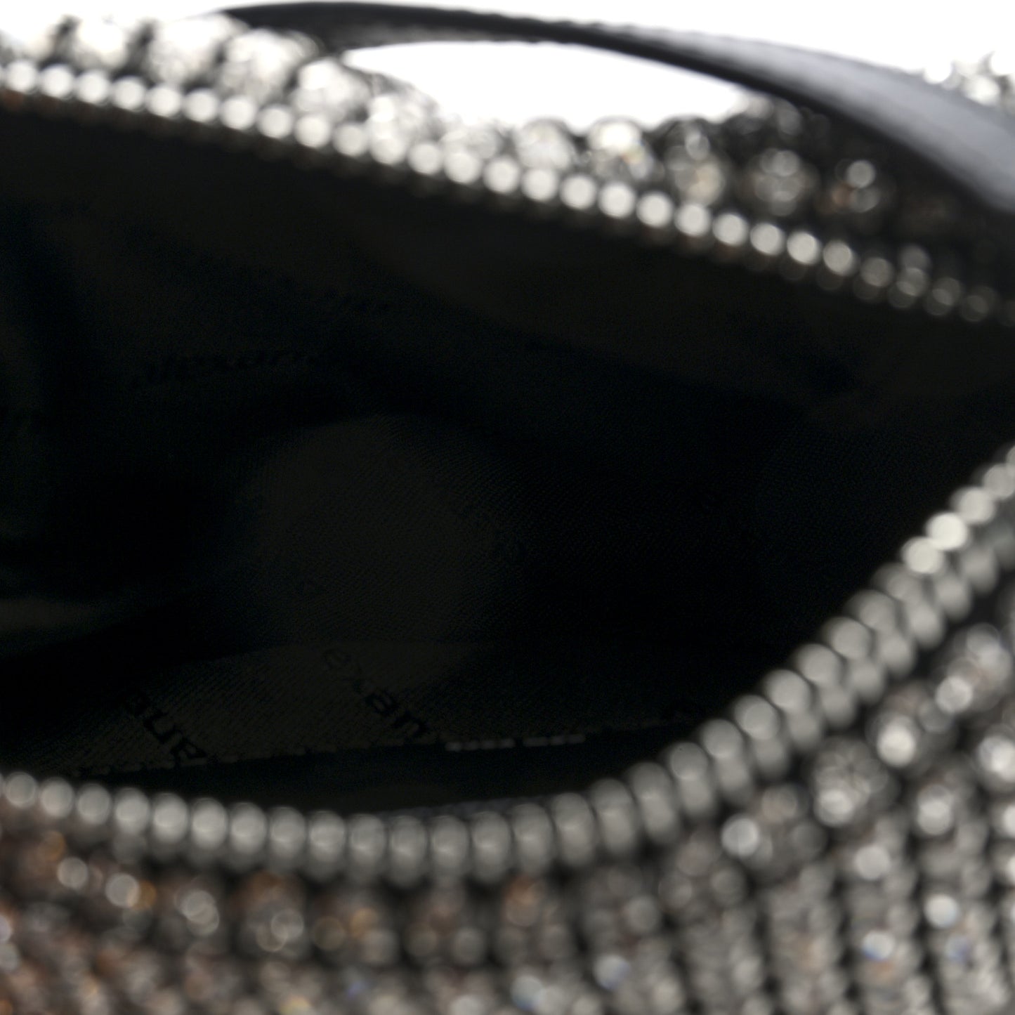 Mesh Crystal Rhinestone Medium Heiress Pouch Black Silver