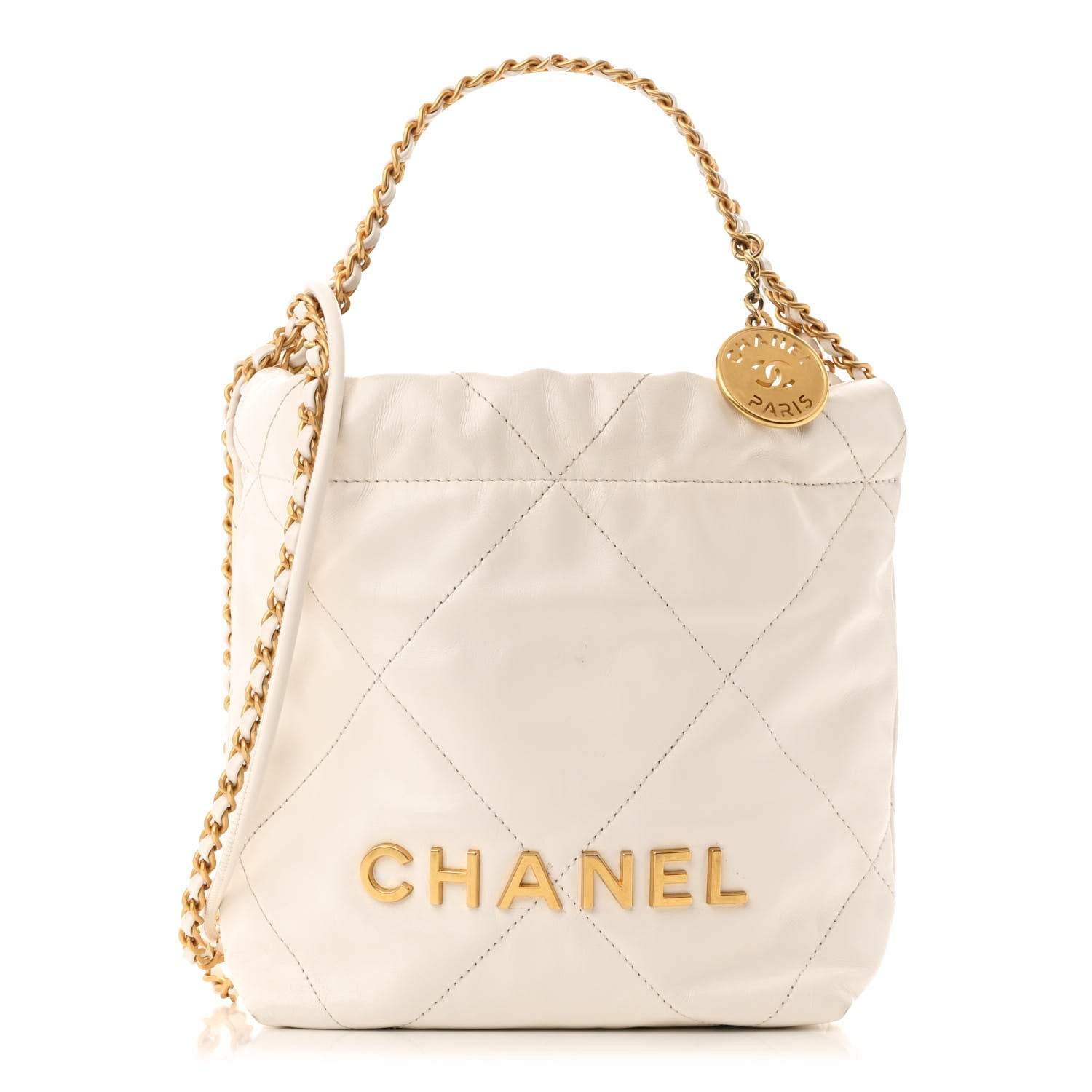 Chanel Shiny Calfskin Quilted Mini Chanel 22 White 1 of 13