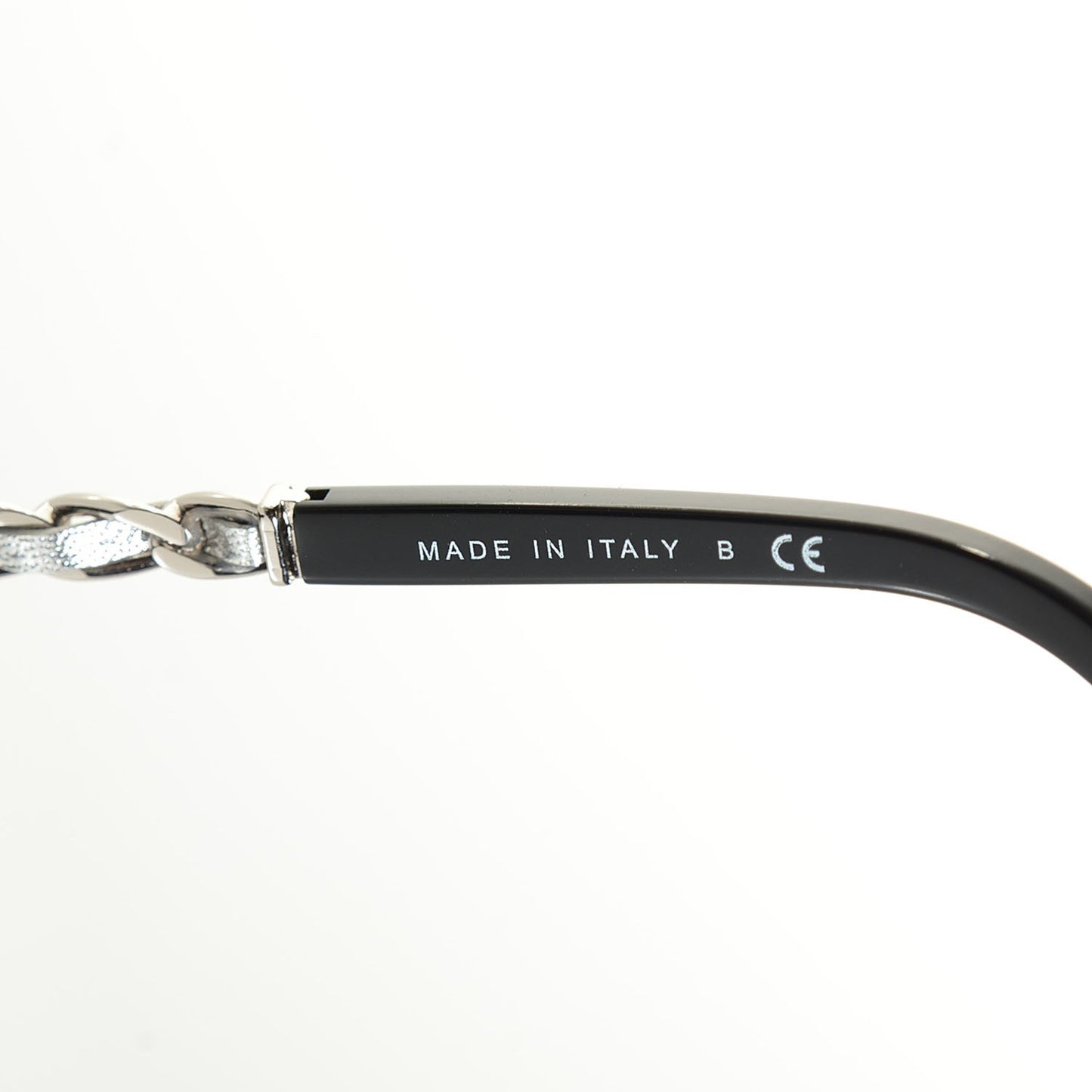 Acetate Lambskin Chain Square Sunglasses 5210-Q Black