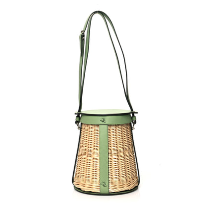 Hermes Swift Wicker Sac Farming Picnic Bag Naturel Vert Criquet 1 of 8