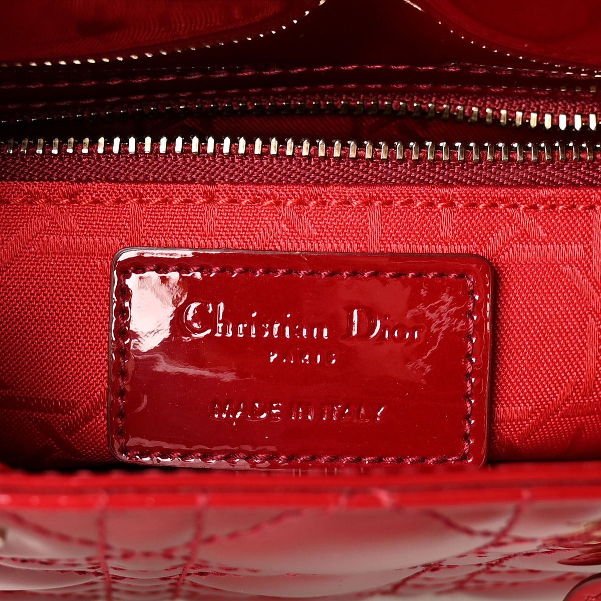 Patent Cannage Mini Lady Dior Red