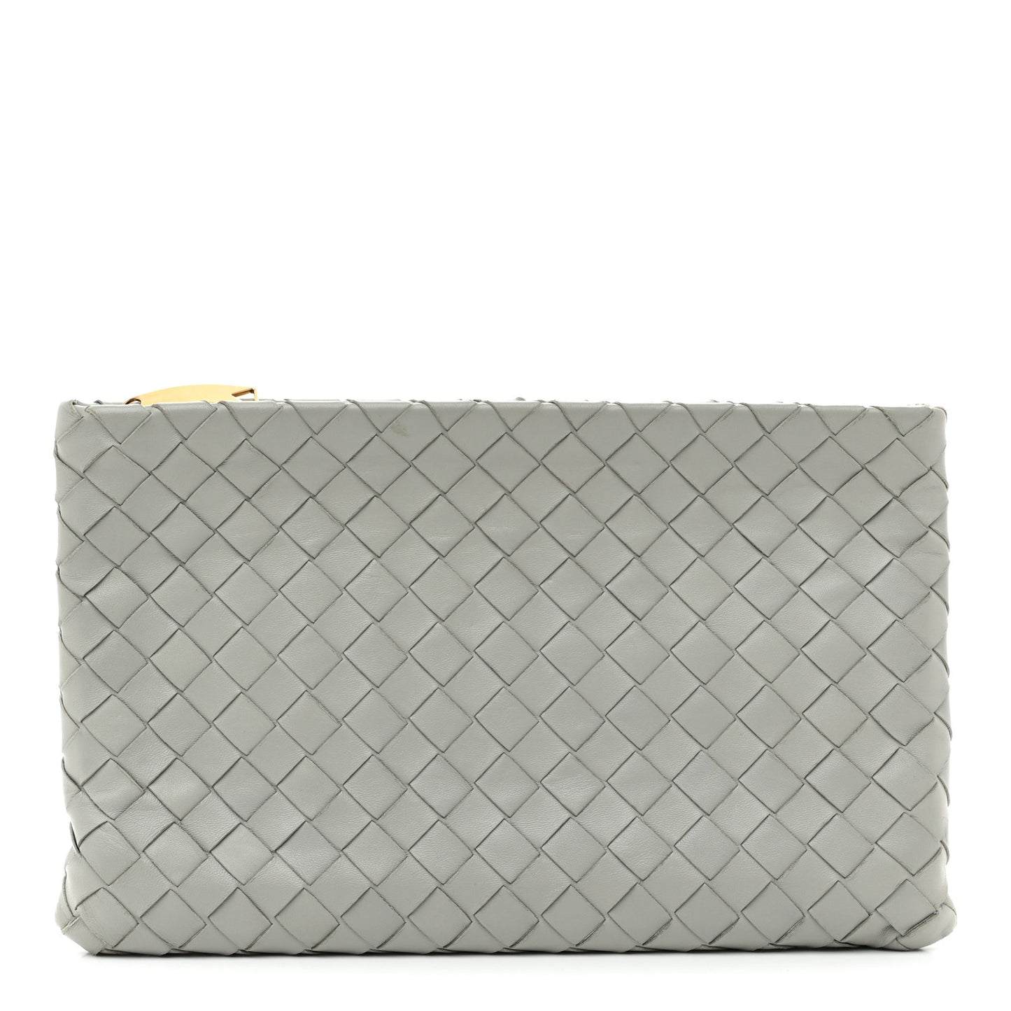 Nappa Intrecciato Large Flat Zip Pouch Agate Grey