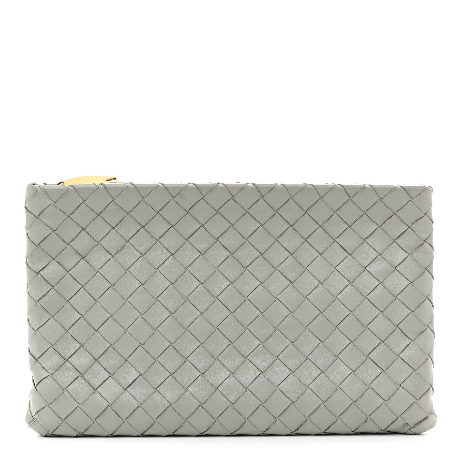 Bottega Veneta Nappa Intrecciato Large Flat Zip Pouch Agate Grey 1 of 7