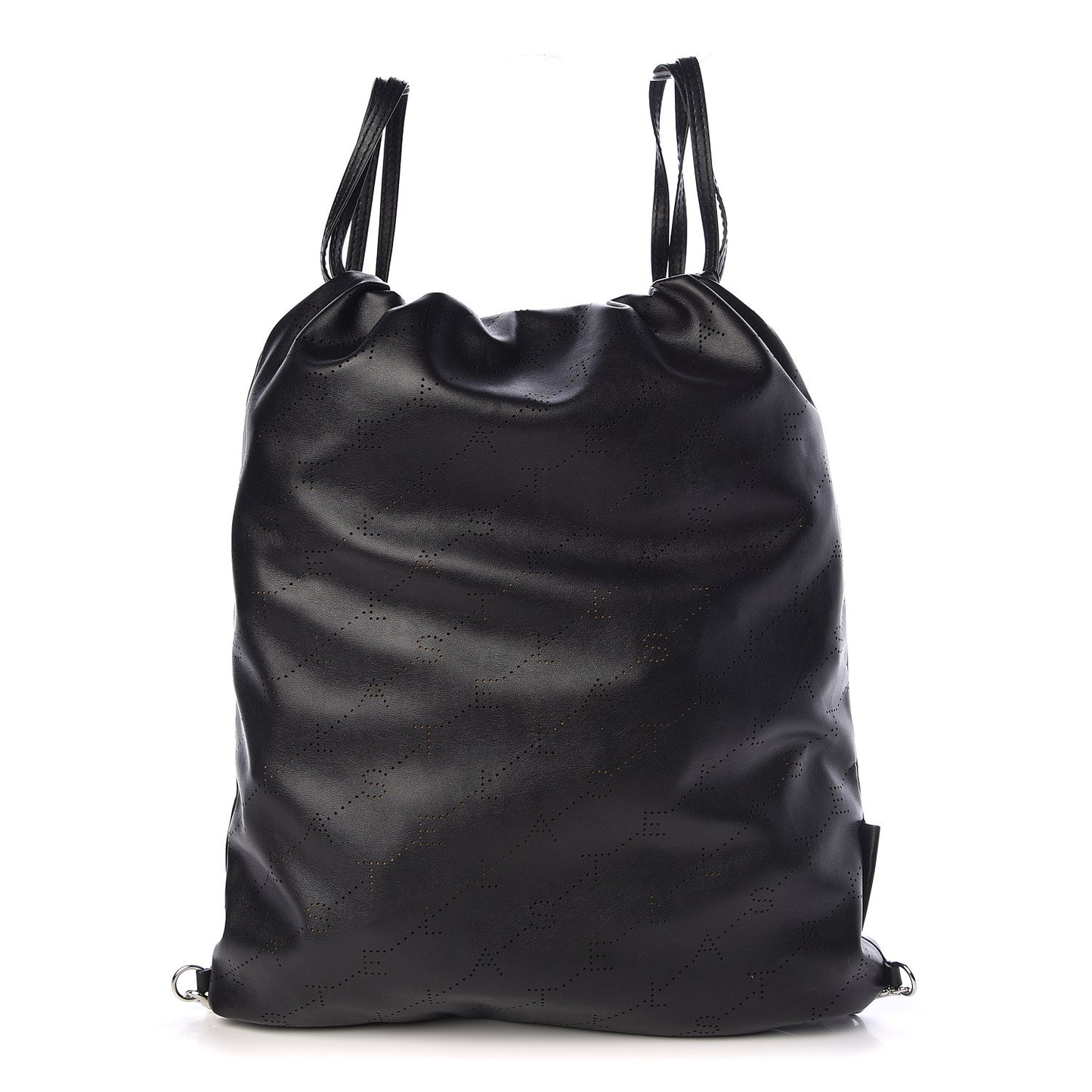 Eco Alter Nappa Perforated Logo Drawstring Backpack Black