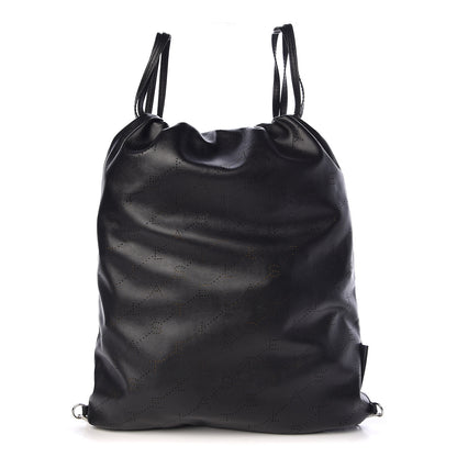 Stella McCartney Eco Alter Nappa Perforated Logo Drawstring Backpack Black 1 of 13
