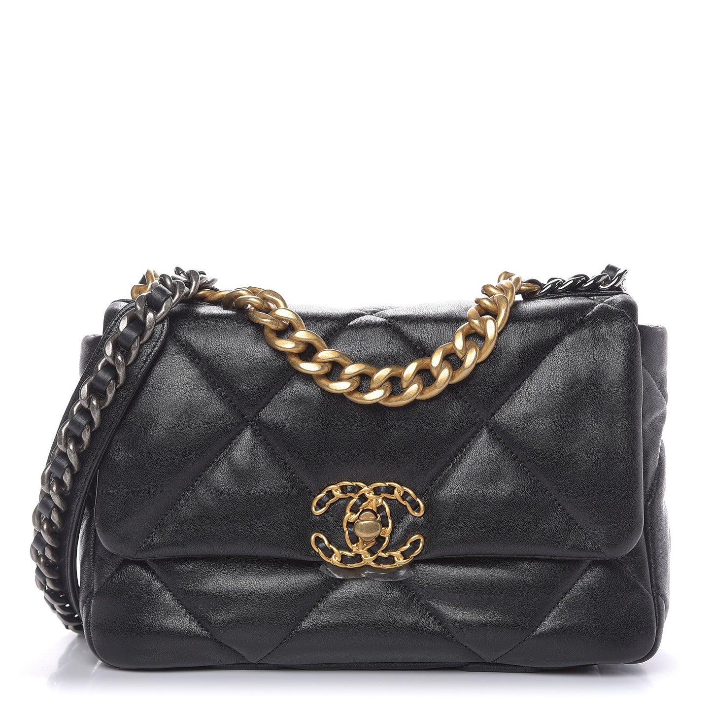 Lambskin Quilted Medium 19 Flap Black