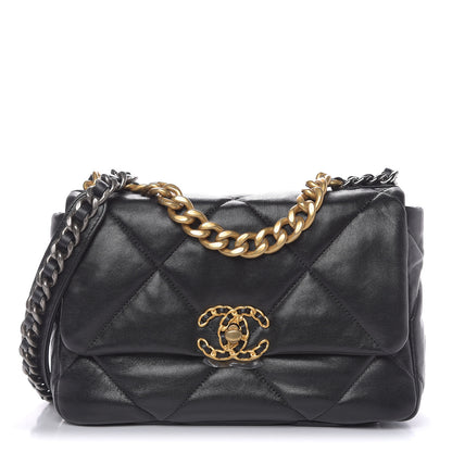 Chanel Lambskin Quilted Medium 19 Flap Black 1 of 9