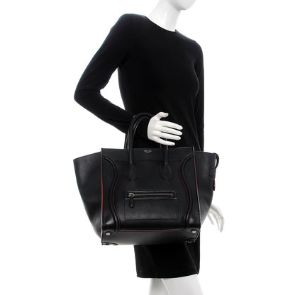 Celine Smooth Calfskin Mini Luggage Black Pink Trim 2 of 17