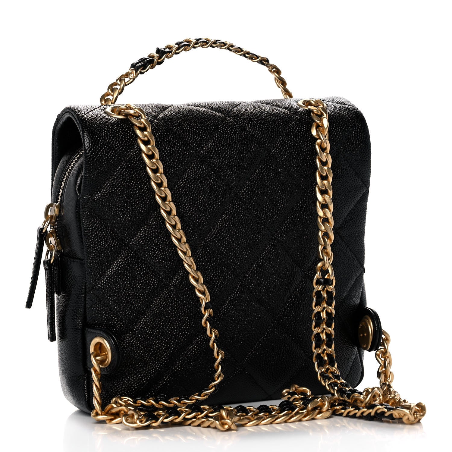 Chanel Shiny Caviar Quilted Chain Melody Backpack Black 3 of 11