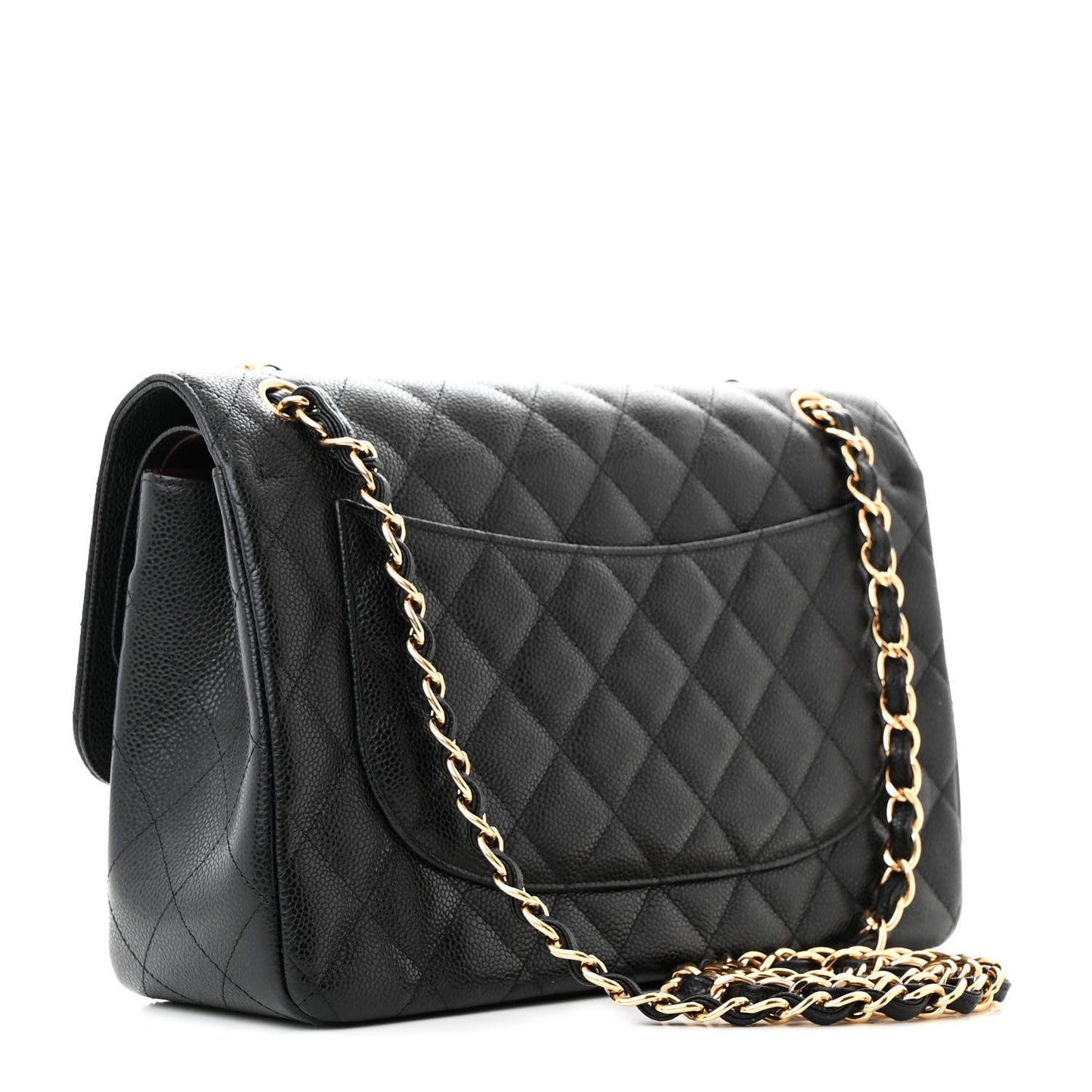 Caviar Quilted Jumbo Double Flap Black
