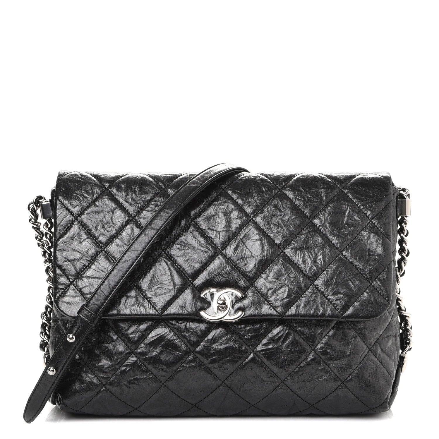 Chanel Crackled Aged Calfskin Big Bang Flap Black 1 of 8