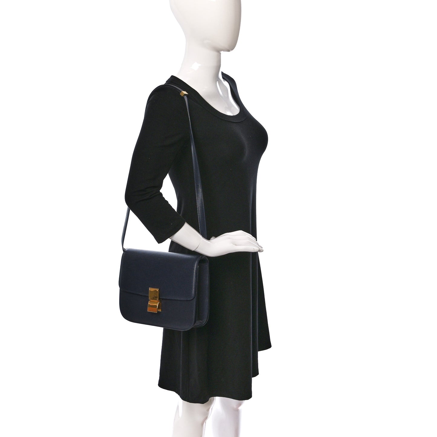 Liege Calfskin Medium Classic Box Flap Bag Dark Blue