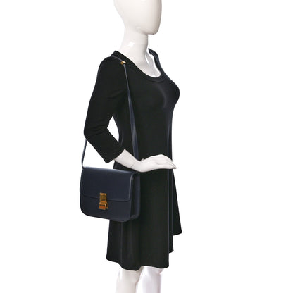 Celine Liege Calfskin Medium Classic Box Flap Bag Dark Blue 2 of 10