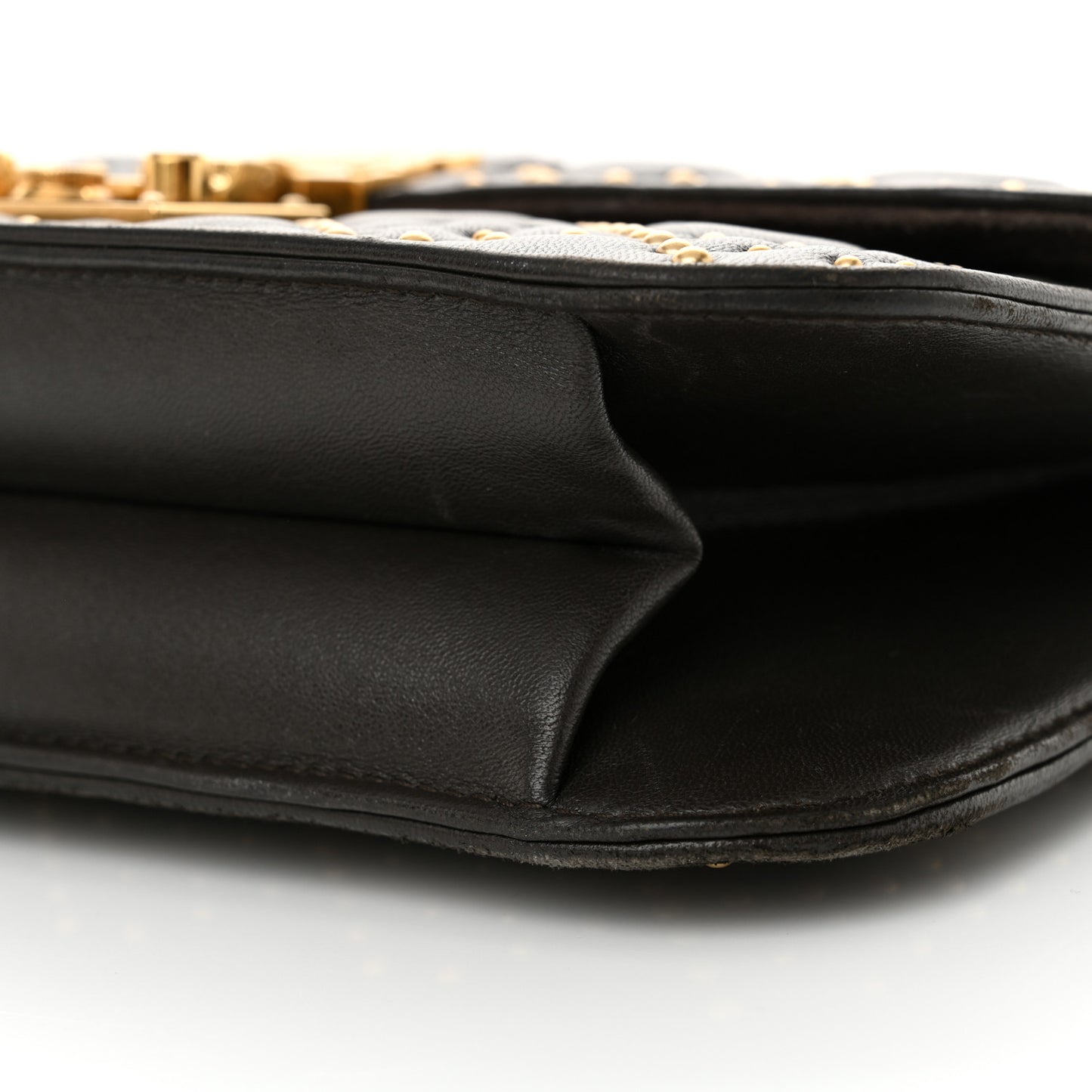 Lambskin Cannage Studded Large Dioraddict Flap Bag Brown