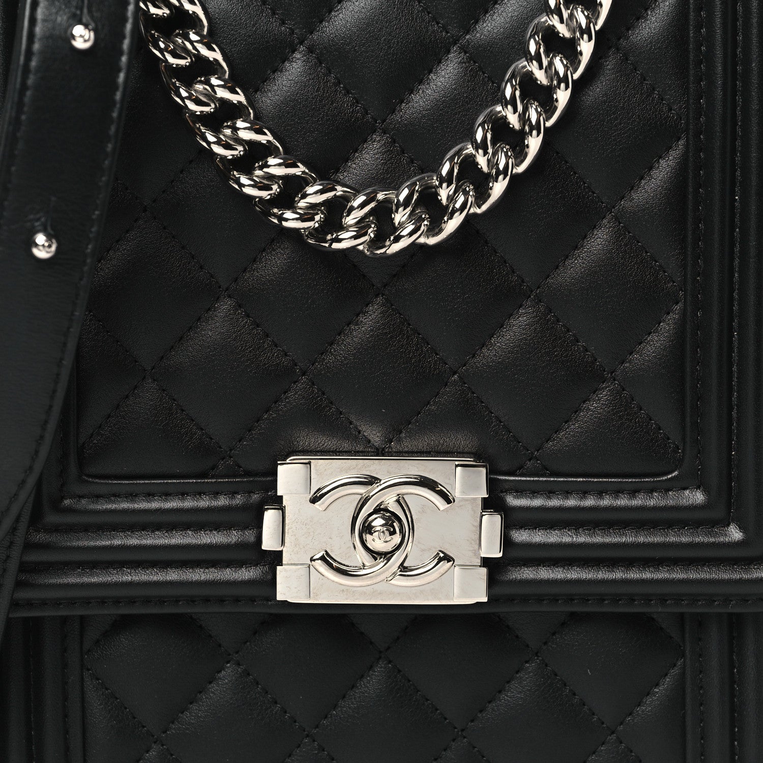 Chanel Calfskin Quilted North South Boy Flap Black 8 of 10