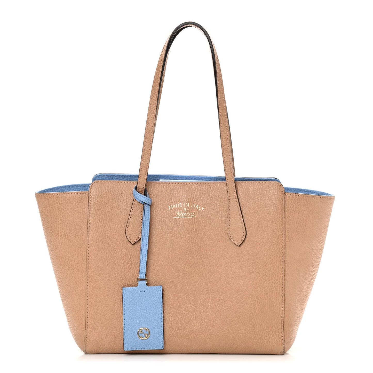 Dollar Calfskin Small Swing Tote Camelia Mineral Blue