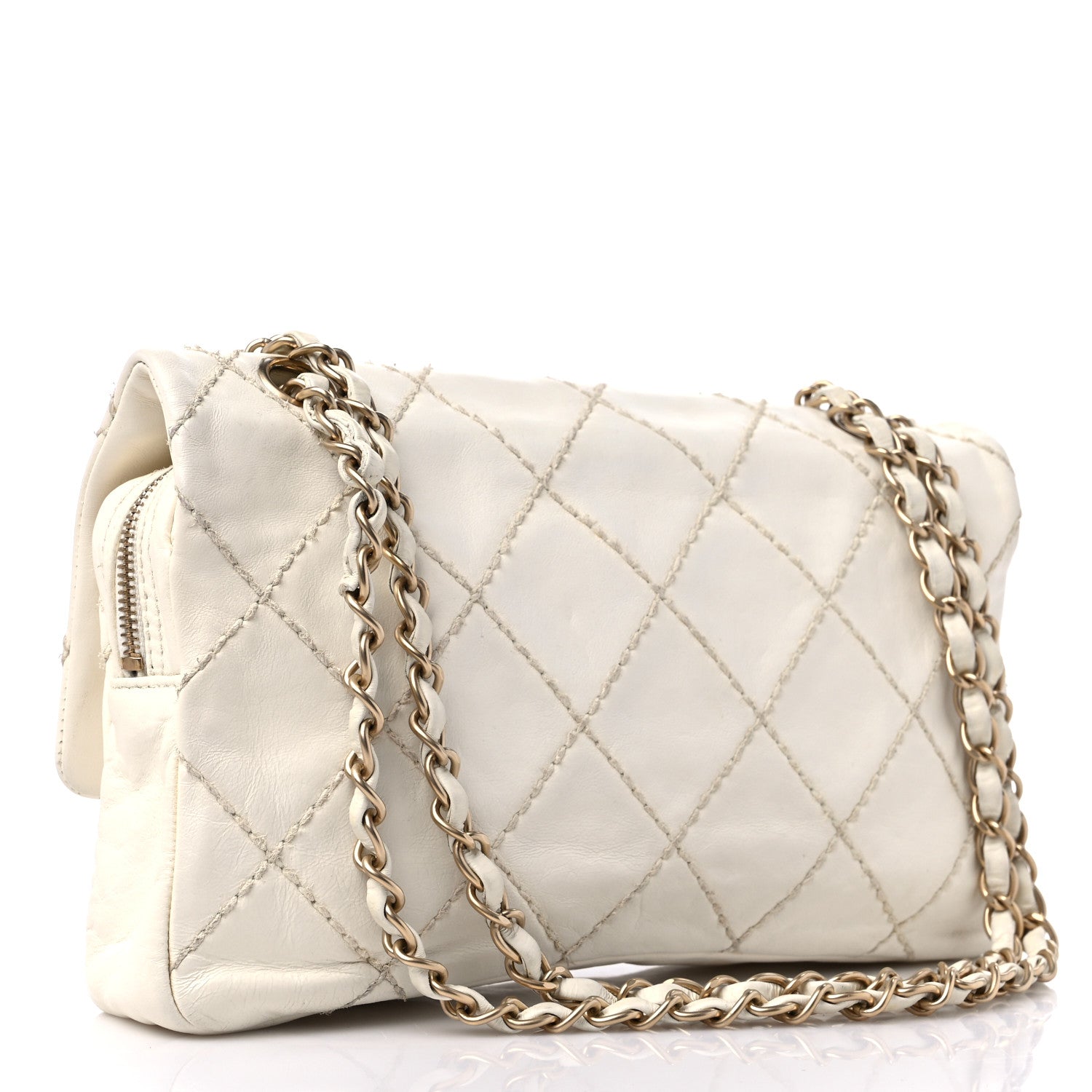 Chanel Lambskin Quilted Flower Patch Single Flap White 3 of 17