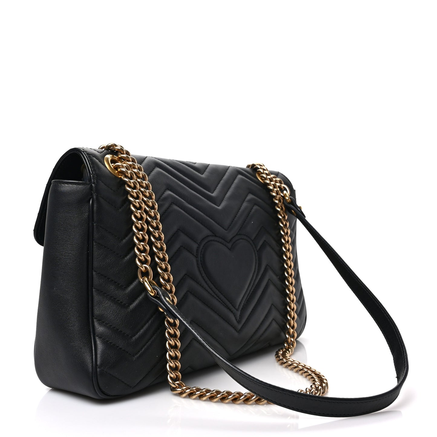 Calfskin Matelasse Medium GG Marmont Shoulder Bag Black