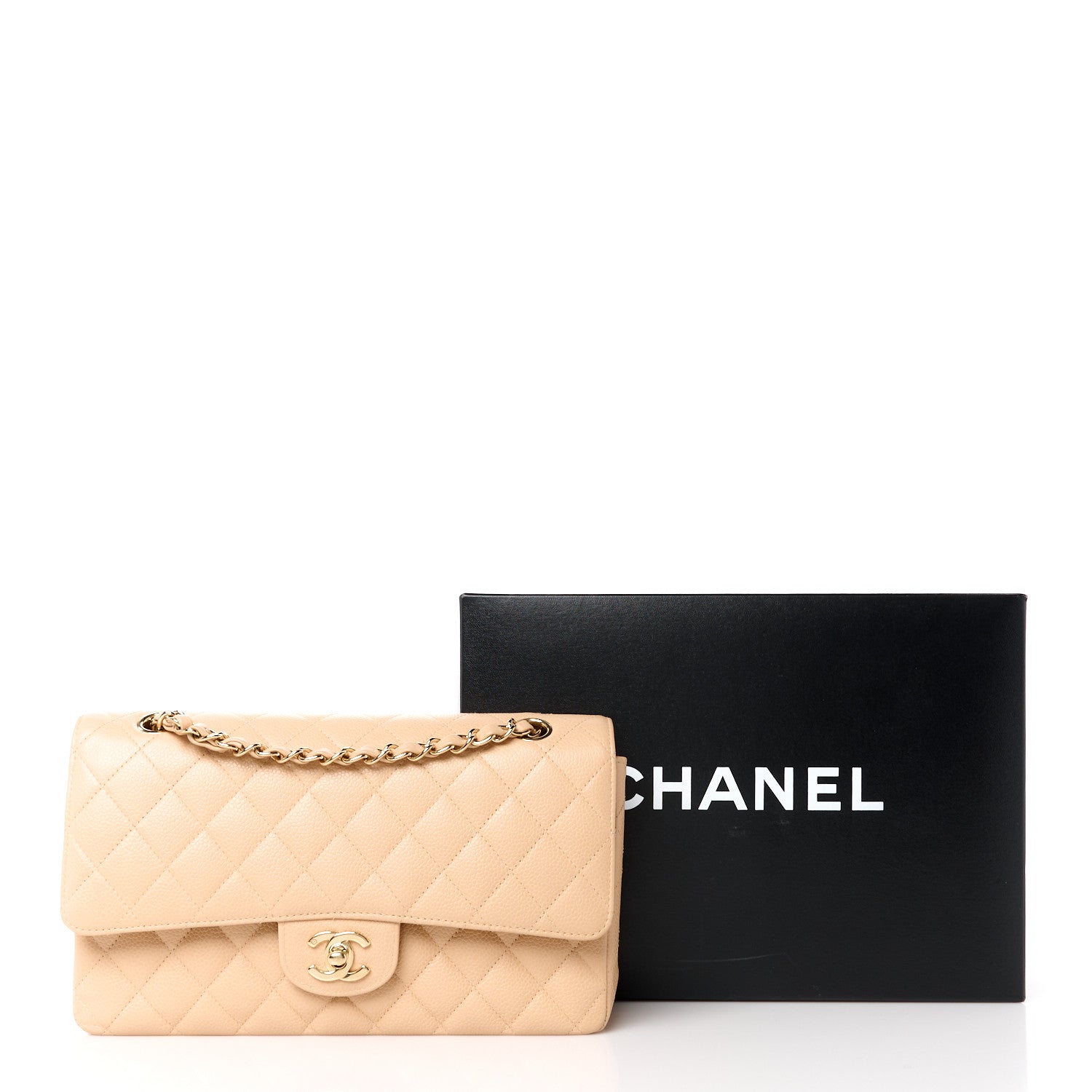 Chanel Caviar Quilted Medium Double Flap Beige 12 of 12