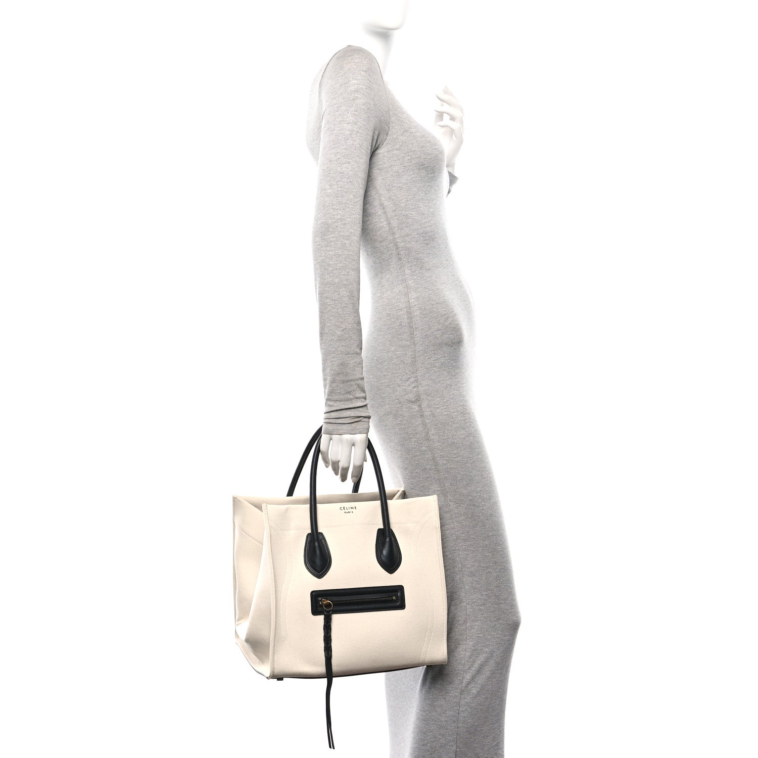 Celine Cotton Canvas Medium Phantom Luggage White 2 of 13