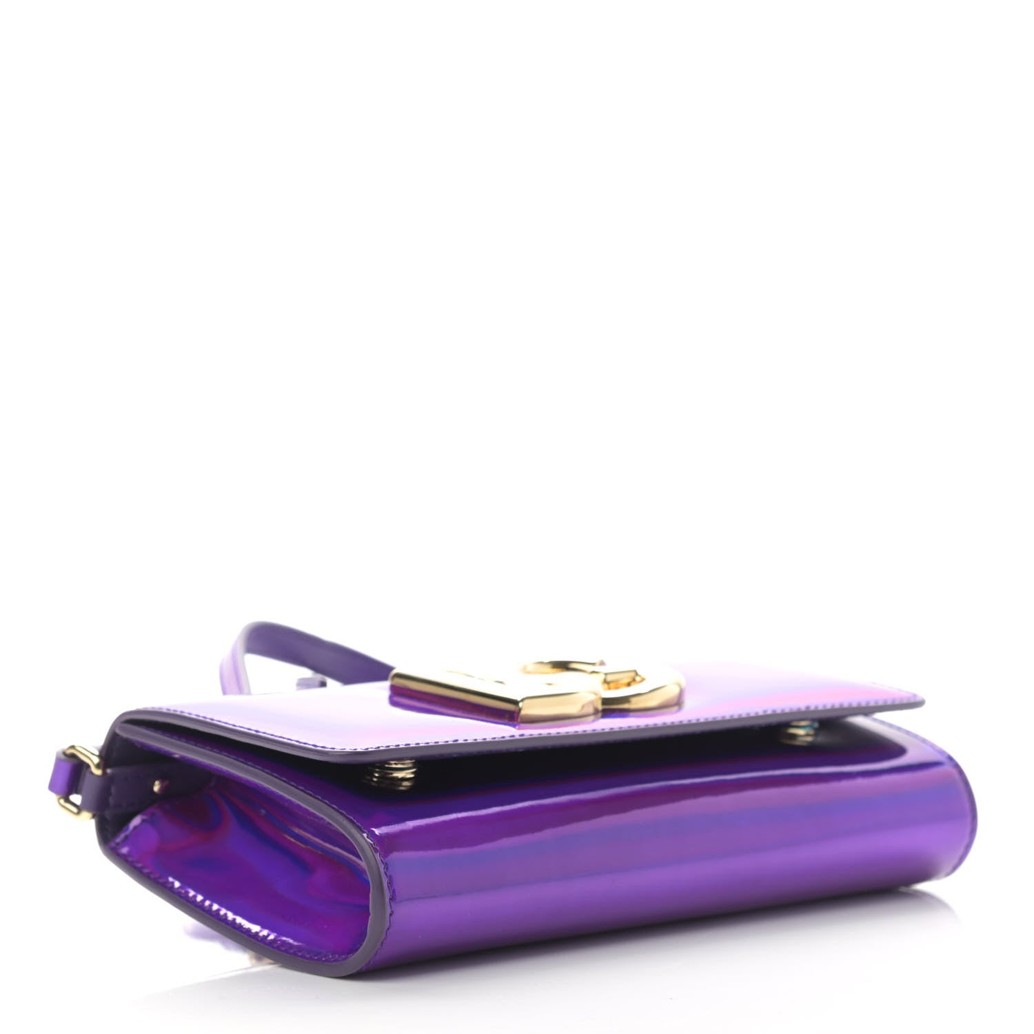 Dolce & Gabbana Holographic Patent Calfskin Strobo 3.5 Clutch Viola Medio 4 of 12