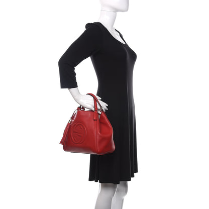 Gucci Pebbled Calfskin Small Soho Shoulder Bag Red 2 of 12