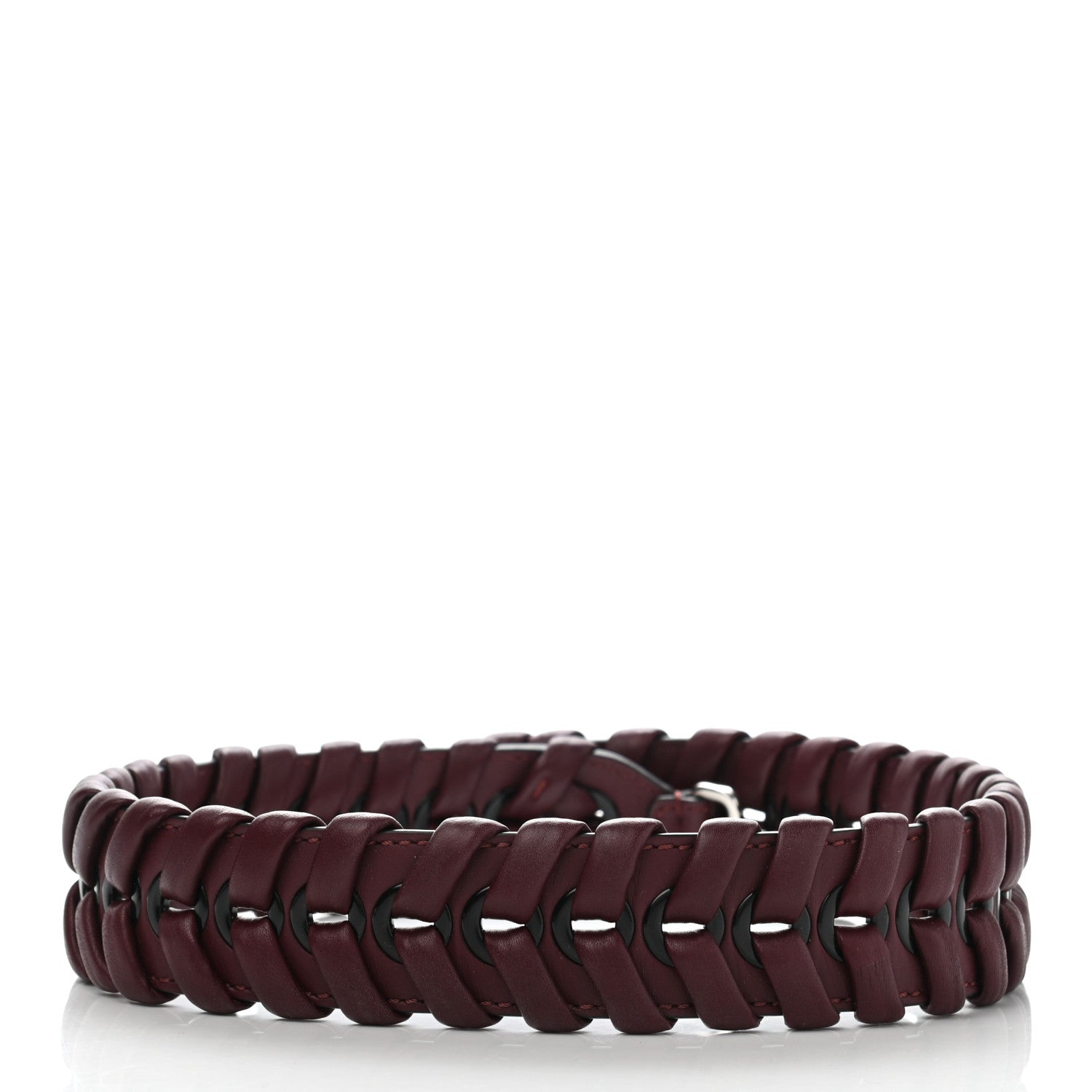 Fendi Calfskin Shiny Nappa Lace Up Strap You Burgundy Black 2 of 4