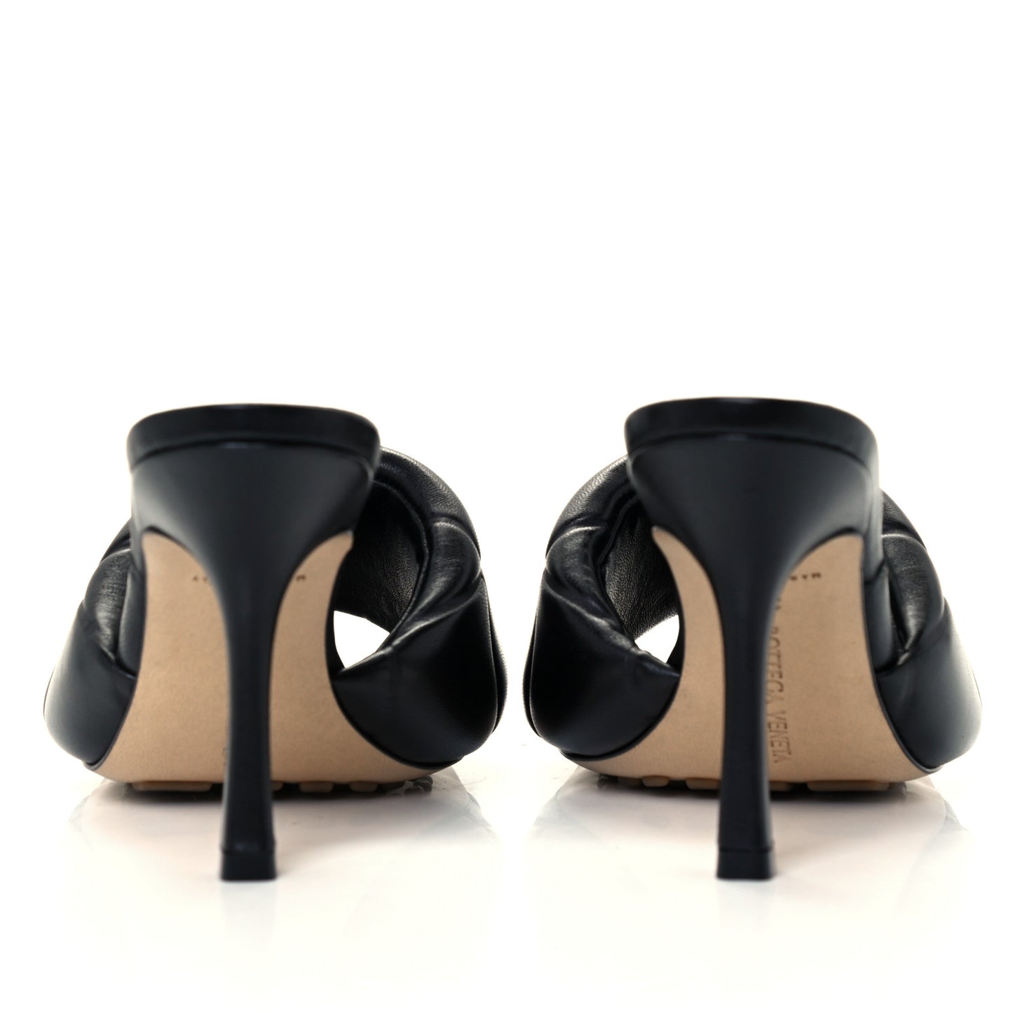 Nappa Quilted Rubber Lido Mule Sandals 36 Black