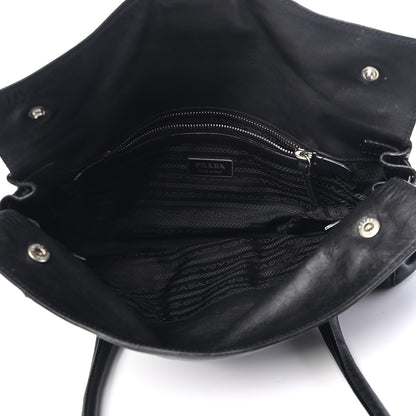 Prada Royal Calf Easy Foldover Pushlock Satchel Black 5 of 9