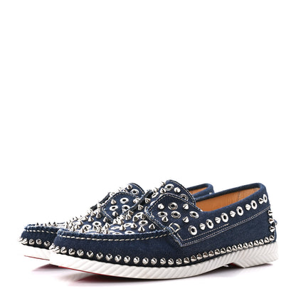 Christian Louboutin Denim Yacht Spikes Loafers 40 Blue 3 of 9