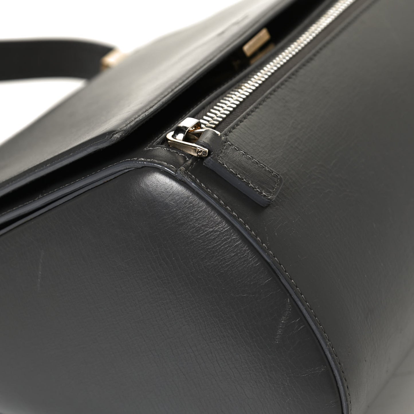 Textured Calfskin Medium Pandora Box Crossbody Bag Dark Gray