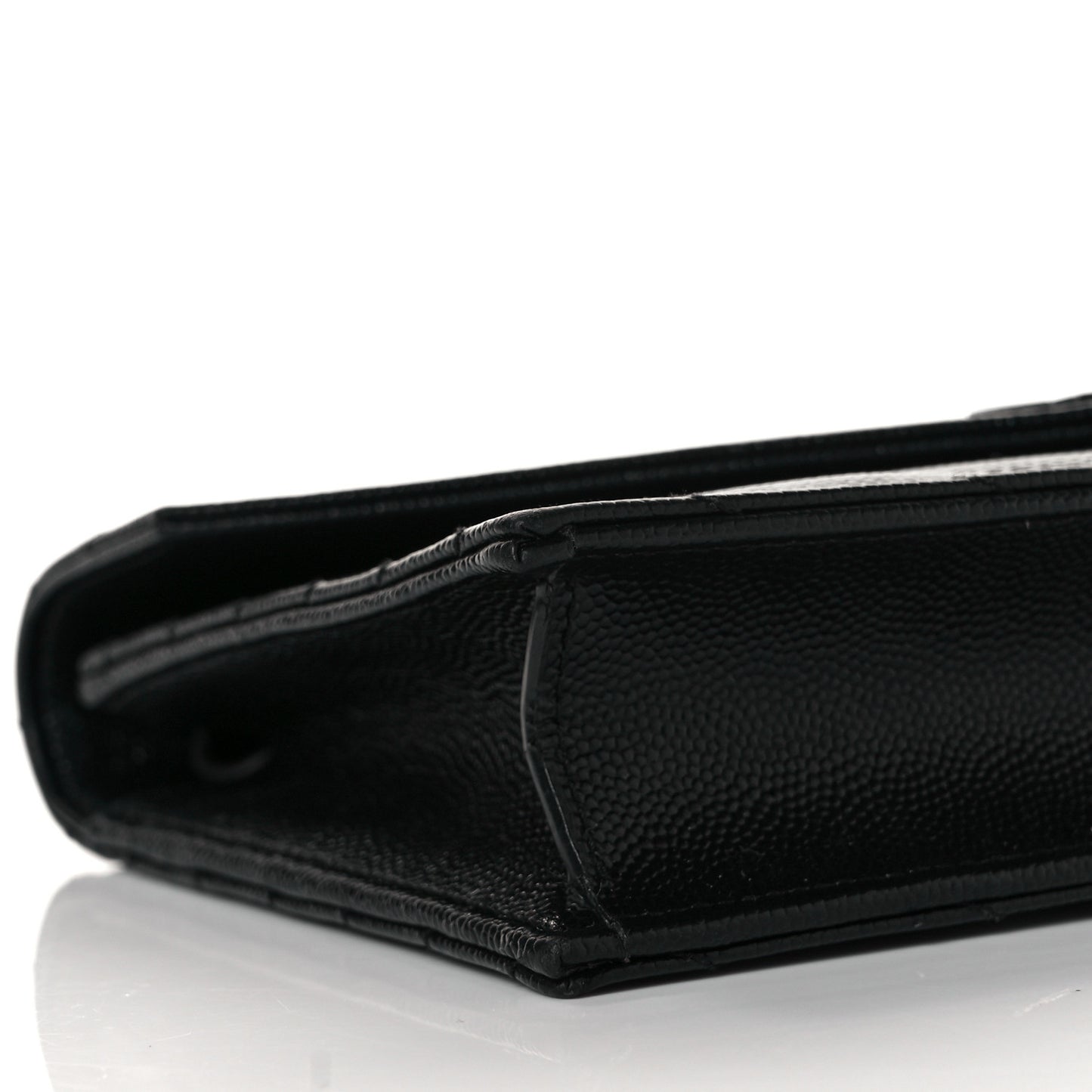 Grain De Poudre Matelasse Chevron Monogram Monochrome Envelope Chain Wallet Black