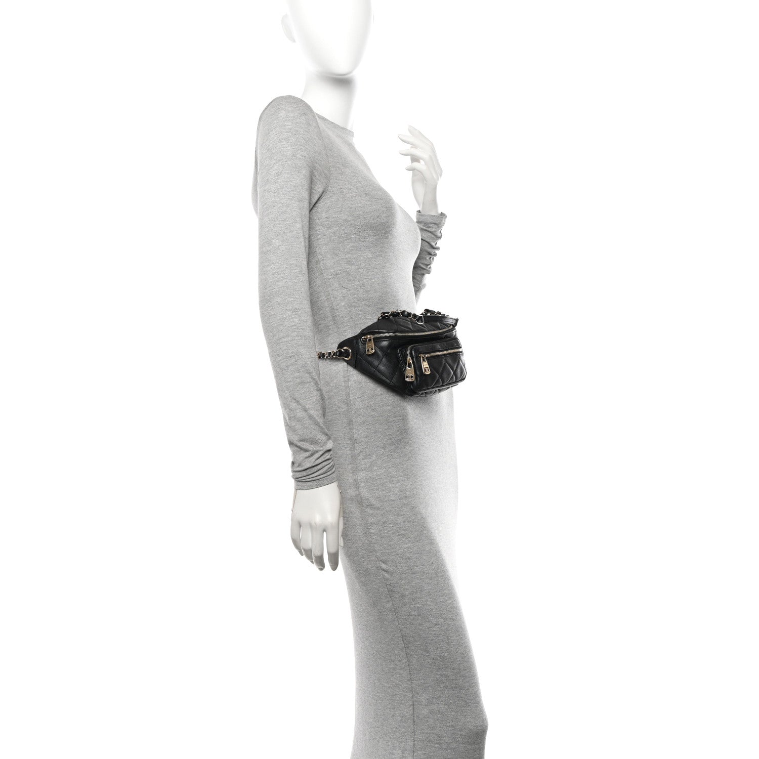Chanel Iridescent Calfskin Quilted All About Waist Belt Bag Black 2 of 10