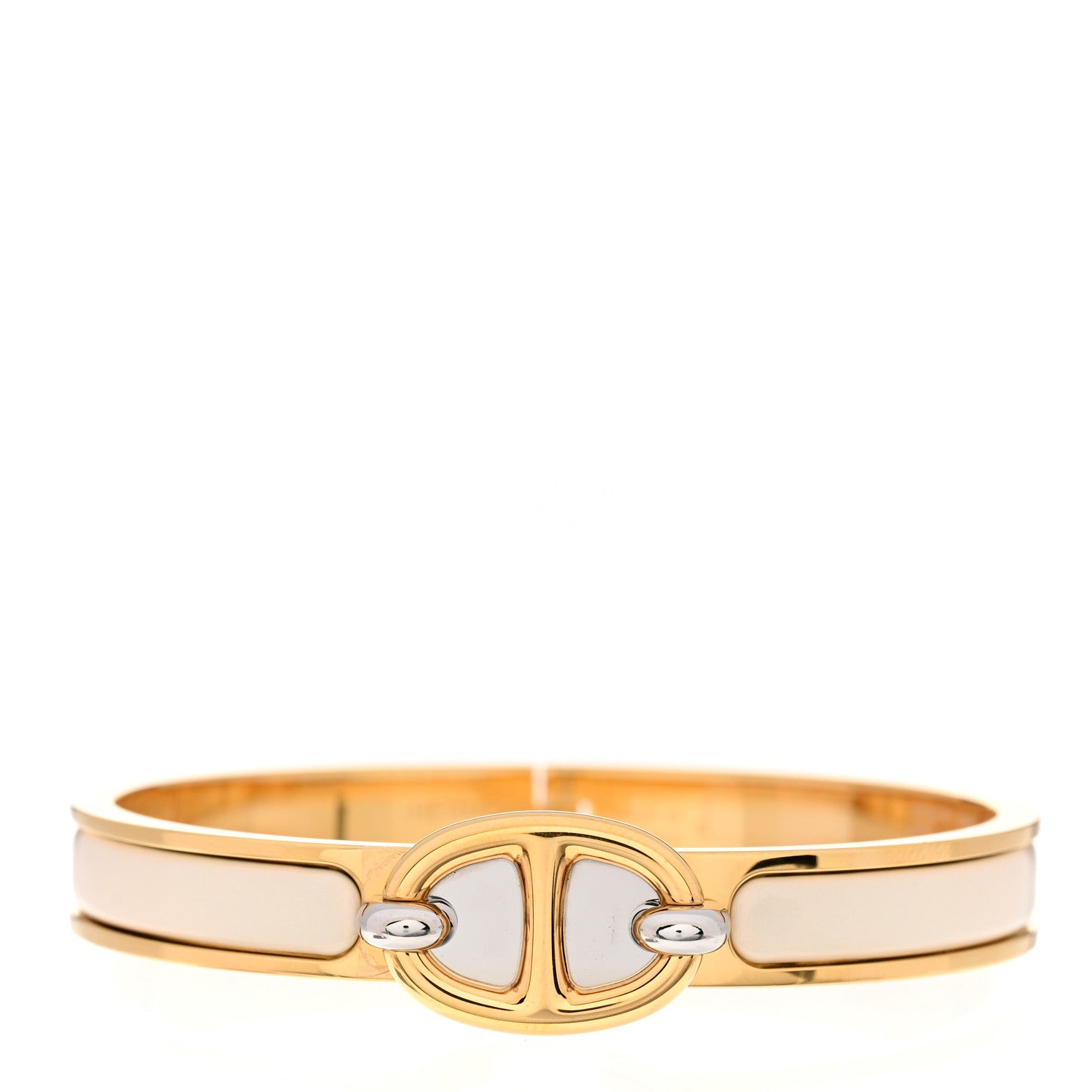Hermes Enamel Mini Clic Chaine d'Ancre Bracelet GM Creme 1 of 5