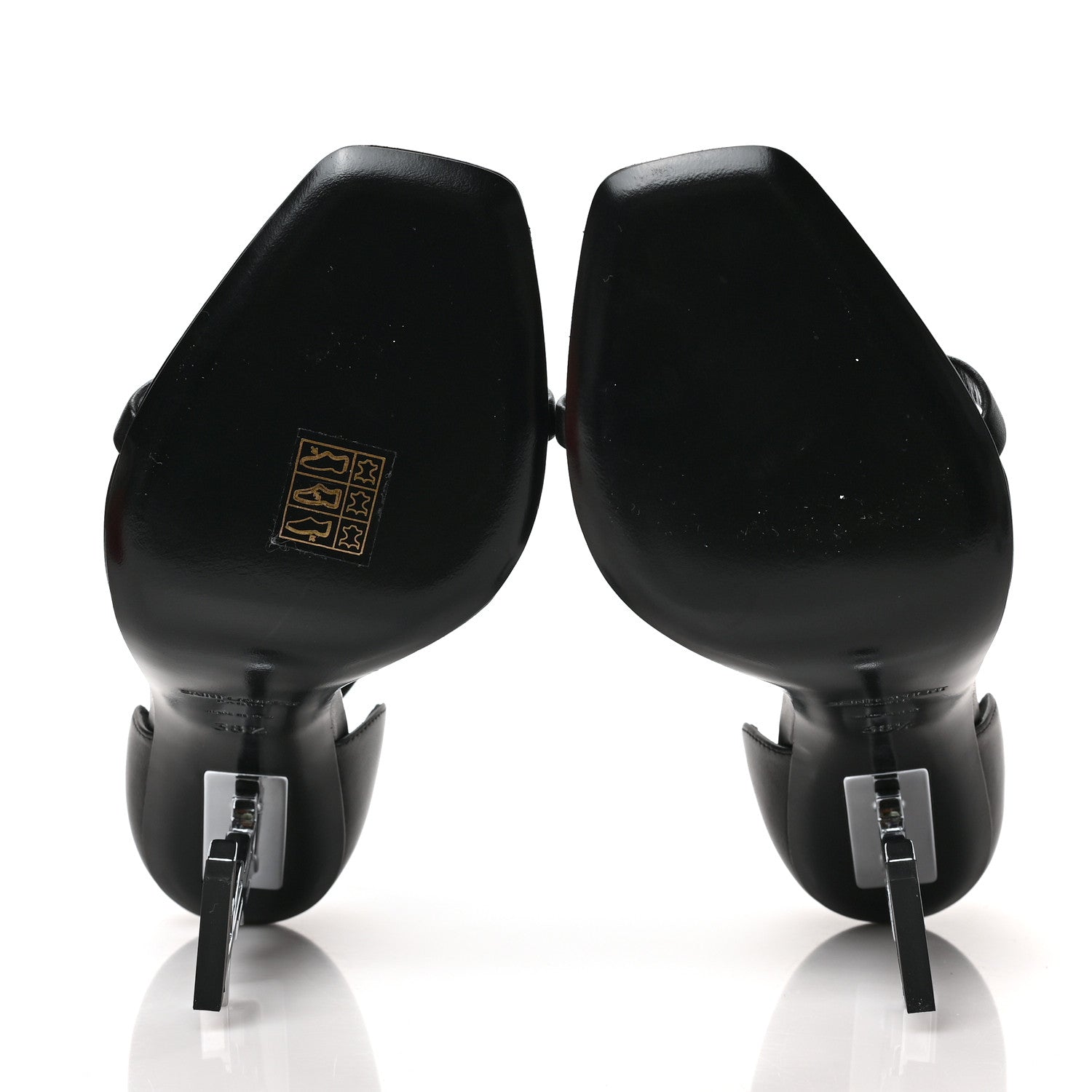 Saint Laurent Calfskin Opyum 110 Sandals 38.5 Black Silver 5 of 8