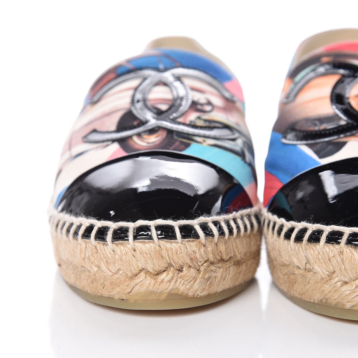 Crepe Patent CC Espadrilles 36 Multicolor Black