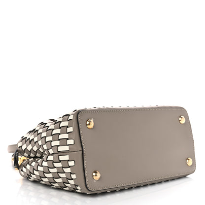 Fendi Calfskin Woven Mini Peekaboo Iconic Satchel Tortora 6 of 19