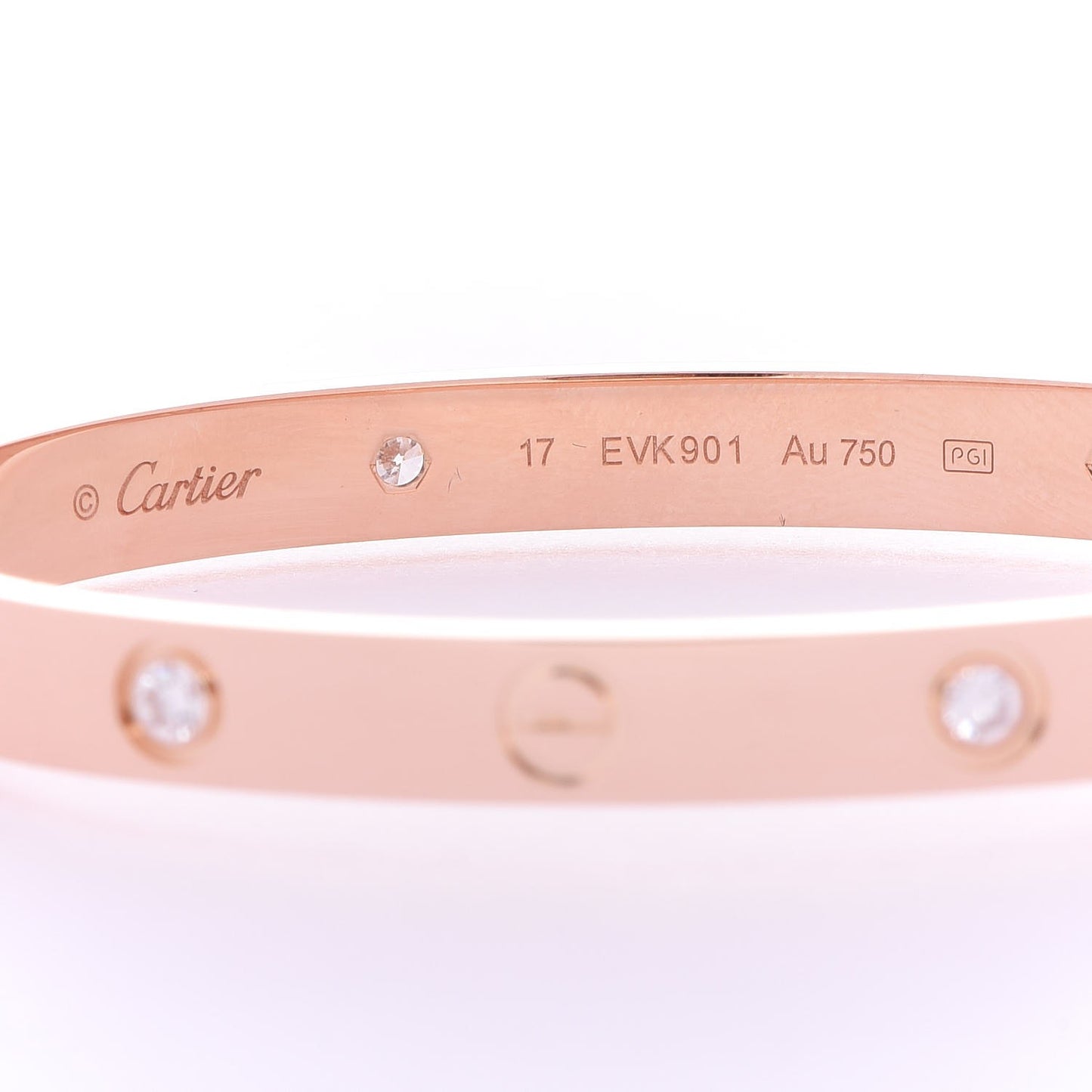 18K Pink Gold 4 Diamond LOVE Bracelet 17