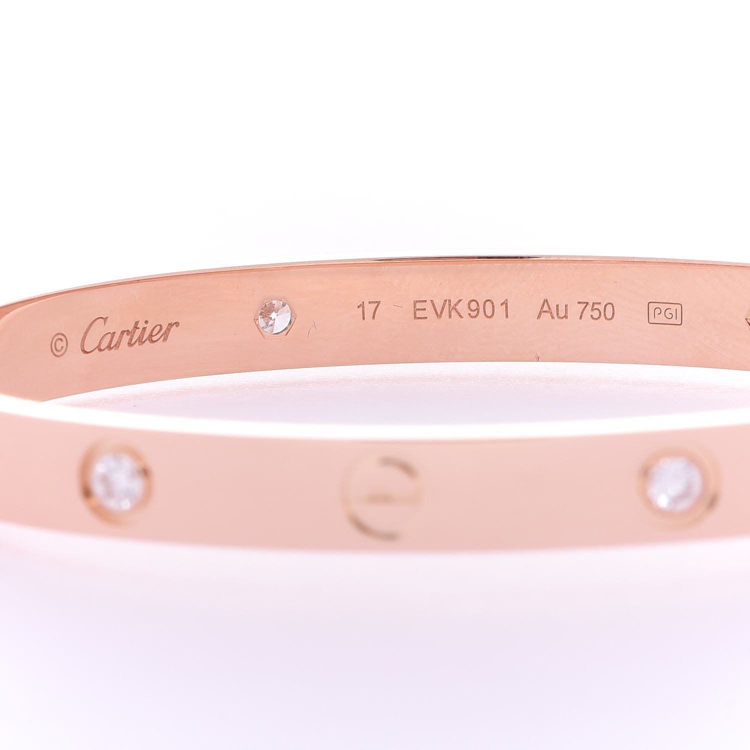 Cartier 18K Pink Gold 4 Diamond LOVE Bracelet 17 4 of 6