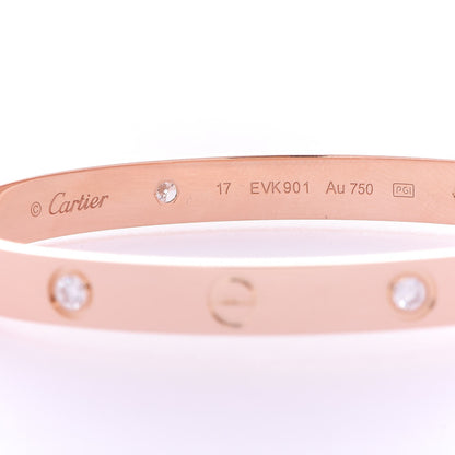 Cartier 18K Pink Gold 4 Diamond LOVE Bracelet 17 4 of 6