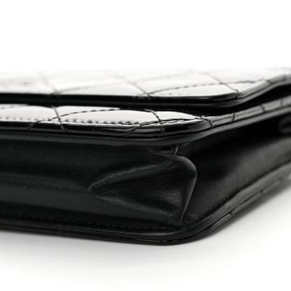 Chanel Patent Calfskin Quilted Wallet On Chain WOC Black 11 of 14