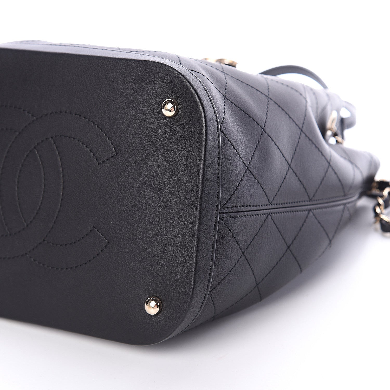 Chanel Calfskin Stitched Drawstring Bag Black 8 of 8