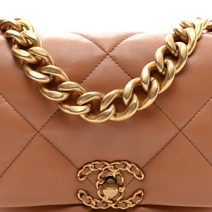 Chanel Lambskin Quilted Large Chanel 19 Flap Brown 7 of 12
